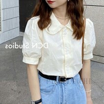 [PINK LITCHI]여성 여름 러블리 카라 프릴 반팔 블라우스 juan321FA9