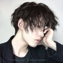 오컬트몰 스핀스왈로펌 스타일 남자 아이돌 헤어 숏컷 통가발, 1개, 다크브라운