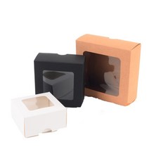 30p 단체주문 샌드위치 도시락용 투명창 종이박스 내복 가족행사 수건선물 컵케이크 포장, 1개, 소 - 블랙