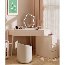 원룸 코너 화장대 수납 확장형 거울 스툴 세트 서랍 조명 틈새 공간활용 인테리어, 패키지, 80cm 풀세트