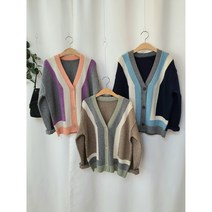 돌체비타샵 앨리 브이넥 배색 니트 가디건