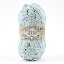 [앵콜스] 알리제 알파카트위드 100g 세련된 트위드 무늬 목도리실, 522 민트 땡땡(낱개)