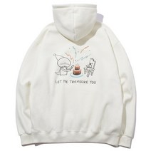 기모 TREASURE Hoooly 자수 후드티 크림꼼파뇨 STUDIO