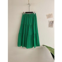 집플 펀칭 레이스 밴딩 롱 A라인 스커트(4color)