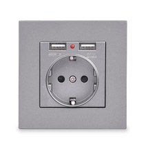 스마트 플러그 스위치 콘센트가리개 diyAvoir EU 전기 소켓 USB 5V 2A 듀얼 Usb 벽 플러그와 PC 플라스틱, 08 Gray EU2USB