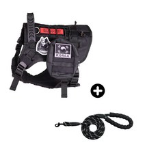 헬로우펫 대형견 중형견 하네스 목줄 세트, 블랙