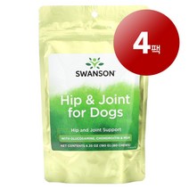 리암마켓 Swanson 스완슨 강아지용 고관절 관리 보충제 글루코사민 콘드로이틴 MSM 함유 츄어블 60개 180g 1팩, 4팩