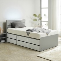 퍼즐 LED+USB형 높은 2단서랍침대 SS (전체 서랍형), 월넛화이트