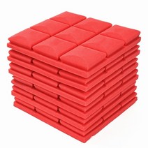 개인 부스 스튜디오 방음 흡음 보드 방음재 계란판 폼어쿠스틱 스폰지 드럼 룸 침묵 벽 테이프가있는, 테이프가있는 24pcs, 빨간색