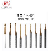 BB 마이크로 볼 엔드 밀 카바이드 리브 프로세싱 커터 CNC 딥 롱 넥 소형 미니 공구 R0.1, 22 R1, 01 Coated, 07 10mm