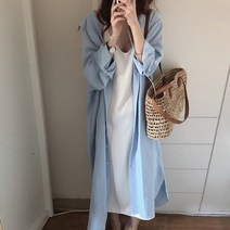 [랜덤플레이] 가을 루즈핏 코튼 남방 셔츠 롱 원피스