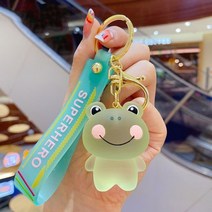 귀여운 만화 크리스탈 토끼 개구리 열쇠 고리 곰 투명 keyfob 개구리 열쇠 고리 키, 초록