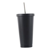 그릿(Grit) 보온 보냉 스테인리스 심플 빨대 텀블러 500ml, 블랙
