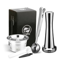 커피 캡슐 머신 가정용 미니 스테인레스 스틸 커피 캡슐 컵 재사용 가능한 커피 필터 nespresso vertuo the powder hammer set 커피 메이커, 아미 그린