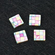 유리공예 모자이크 천연 쉘 진주의 어머니 광장 접합 조개 타일 아트 수공예 DIY 쥬얼리 홈 벽 장식 만들기 2 개, [01] Colorful