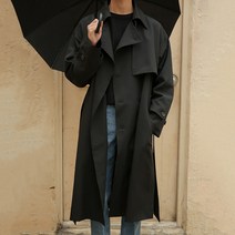 Lizziery 남성용 클래식 더블 롱 트렌치코트