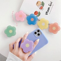 도매팜 스마트폰이 화사해지는 파스텔 꽃모양 그립톡 휴대폰거치대 폰꾸미기, 1p, 그린
