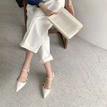 노이에 여성 엣지있는 스틸레토 더블 버클 스트랩 포인트 여신스타일 플랫 슈즈 구두