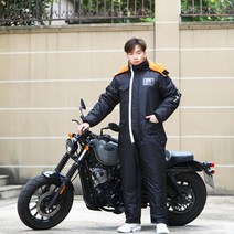 겨울 오토바이 라이딩 방한복 상하일체형 스즈끼작업복 배달 지니어스, 2XL(170), 모자일체형 블랙