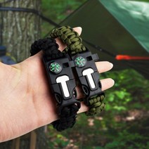 등산 캠핑 다기능 생존팔찌 나침반 부싯돌 호루라기, 등산 캠핑용 멀티 기능 팔찌, 국방색, 1개