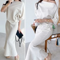 러브포텐 여성 오프숄더 롱스커트 세트 언발 입술넥+롱 스커트 투피스 셋업 롱스커트세트