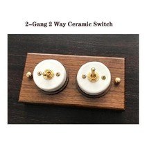 레트로세라믹 목재 토글 스위치 은폐 마운트 2 웨이 1-4 갱 황동 벽 조명, 2-Gang CeramicSwitch