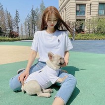 개플룩 댕플룩 강아지 트윈룩 견주 커플룩 후드티 시밀러룩, 화이트색