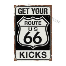 Route 66-빈티지 금속 주석 사인 빈티지 레트로 차고 벽 장식 바 펍 클럽 남자 동굴 주유소, [01] 20x30cm, DF007-22