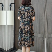 4050대원피스 77사이즈여성쇼핑몰 마 담 미시룩 통통녀 하객룩 원피스 중년 어머니 가을과 여름 반팔 드레스 여성 중간