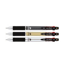 초저점도 3색 유성 볼펜 저중심 0.7 멀티펜 고시생, 메탈릭블랙