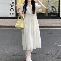 미미앤느 여성 라운드넥 블러썸 기본 컬러 프렌치 예쁜 미디원피스 a2306