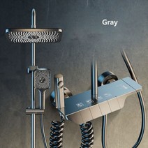 샤워기헤드 필터 욕실 샤워 수도꼭지 세트 4 가지 기능 디지털 디스, Gray