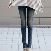 워싱 청바지 스판 빅사이즈 스티치 팬츠 4110