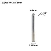 엔드밀 트리머비트 10pcs 3.175mm 생크 3 가장자리 pcb 조각 비트 세트 203040456090도 팁 0.1 0.2 0.3mm 피라미드 cnc 라우터 비트 3d 밀링, 90dx0.2mm