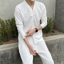 바이심즈 플리츠 가디건 분또 스판 와이드 팬츠 트레이닝 세트 일자핏 리조트룩