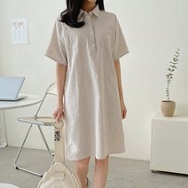 쿠쿠 셔츠원피스)린넨원피스 남방원피스 반팔원피스 마원단 린넨소재 카라넥 포켓 주머니 롱셔츠원피스 여름