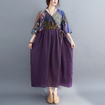 컬러 린넨 랩스타일 여성 여름 원피스 50대 중년