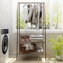 YEAR COLOR 가성비 선반 옷걸이 스탠드 행거, 고동색