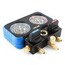 자동차 에어컨 냉매 충전 매니폴드 압력 게이지, VMG-2-R410A-B/어댑터 2개 포함
