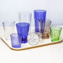 국산SK 가정용 업소용 PC 물컵 카페컵 식당컵 음료수컵, 청색, E_사각컵, 1_350ml PC12SC