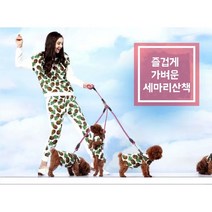 (15시이전 주문 당일출고)버뮤다 강아지 세마리 리드줄 트윈줄 3마리 산책줄세트, 블루&블랙
