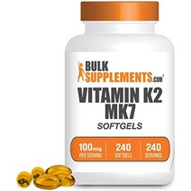 bulksupplements.com 비타민 k2 100mcg 소프트젤 메나퀴논-7(mk-7) - 뼈 앰프용 비타민 k 심장 건강 - 글루텐 프리 - 1회 제공량당 소프트젤 -, 240카운트(1팩)