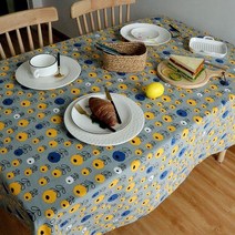 후아나야 심플 코튼린넨 식탁보 꽃무늬 식탁보, 1인용(30x40cm), 그레이