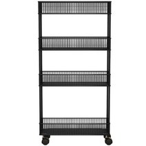냉장고 틈새수납장 냉장고장 수납장 코너장 틈새장, (가로 16cm 세로 50cm) 블랙 4겹