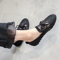 엉클조이 여성 리본 레이스 슬립온 단화