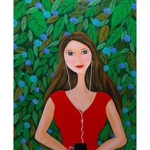 김영희 정담 들국화 작가 서양화 그림 작품 거실 인테리어 지인 선물 소장 아트 재테크 명제 무슨음악듣고있니 20호