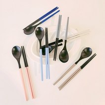 골든벨 고급 자연 옻칠 수저세트 팔각 투톤 컬러, 스카이투톤, 1개