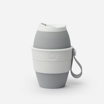 푹컵 파스텔 실리콘 접이식 텀블러 473ml (투톤), 그레이/w