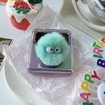떨샵 먼지폼폼톡 스마트톡 눈알먼지 폼폼 휴대폰거치대, 민트