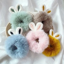 [5개한세트]﻿﻿ 포근한 토끼털로 제작한 핸드메이드 래빗 헤어로프 ﻿5컬러 머리고무줄 명품패턴 곱창헤어끈 연예인머리끈 공주팔찌헤어끈 핸드메이드 머리고무줄 헤어곱창